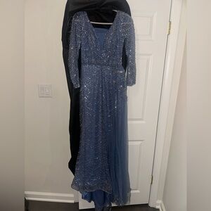 Elegant Blue Sequin Evening Gown